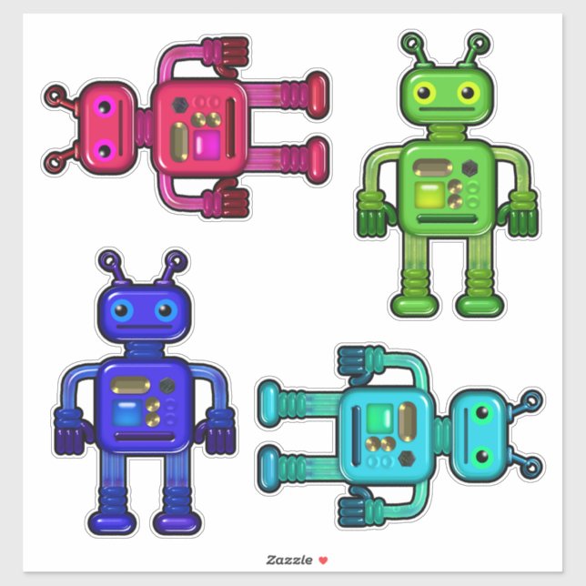 Sticker Robots lunaires mignonnes pour les enfants (Feuille)