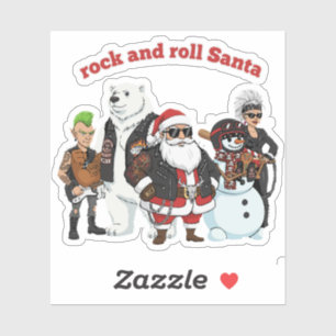 Sticker Rock and Roll Père Noël Noël drôle de punk motar