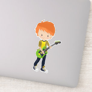 Sticker Rock Boy, Coiffeur orange, Musique, Joueur de guit