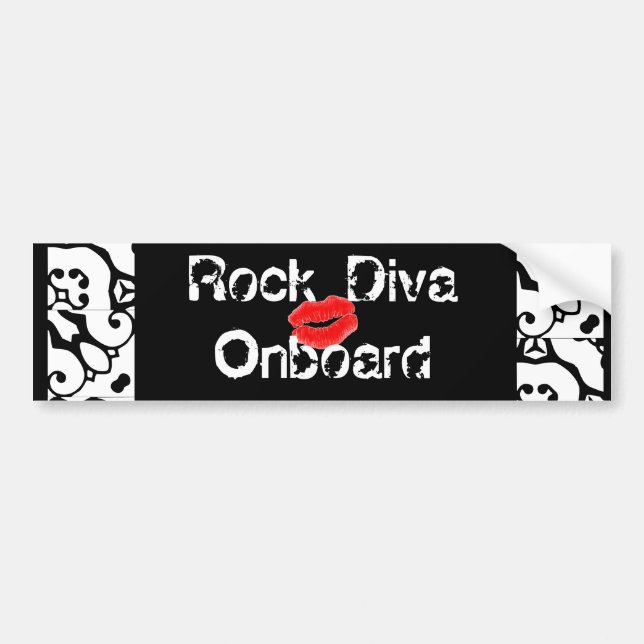 Sticker "Rock Diva à bord" - Personnalisable (Devant)