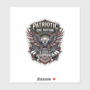 Sticker Rock Patriotique Aigle Crête Musique Rock Métal Pa