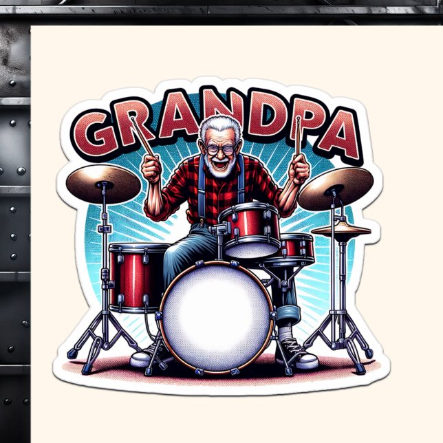 Sticker Rockin' Grandpa Jouer des tambours (Créateur téléchargé)