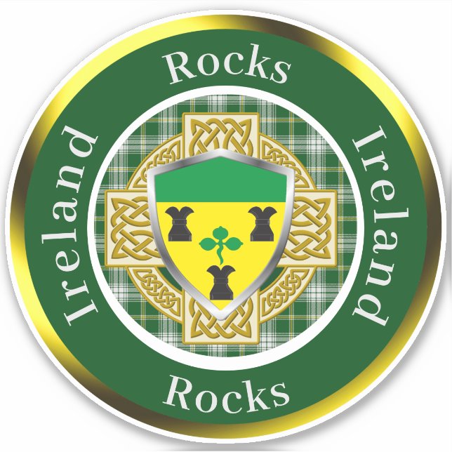 Sticker Rocks Bouclier Irlandais/Croix Celtique Personnali (Devant)