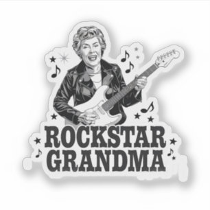 Sticker Rockstar Grandma - Design musical amusant et rétro