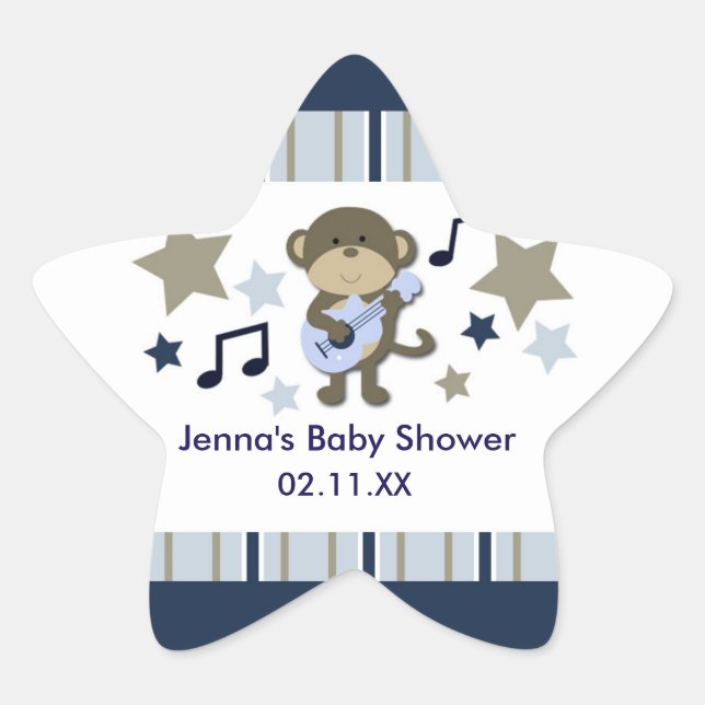 Sticker RockStar Monkey Baby shower STAR (Devant)