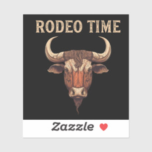 Sticker Rodeo Time Western Bull Riding Rodeo Cowboy