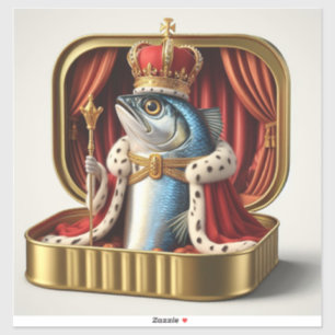 Sticker Roi des sardines Kawaii Trône Royal Art
