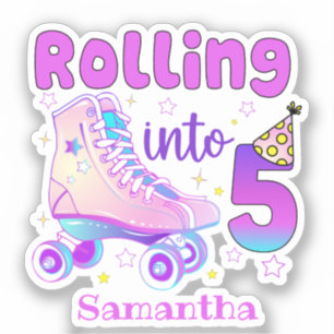 Sticker Rolling In 5 Roller Skater Anniversaire Célébrati