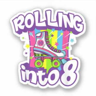 Sticker Rolling Into 8 Years Old Funny 8th Birthday Gift G