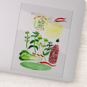 Sticker Rolls de papier de riz vietnamien Recette Aquarell