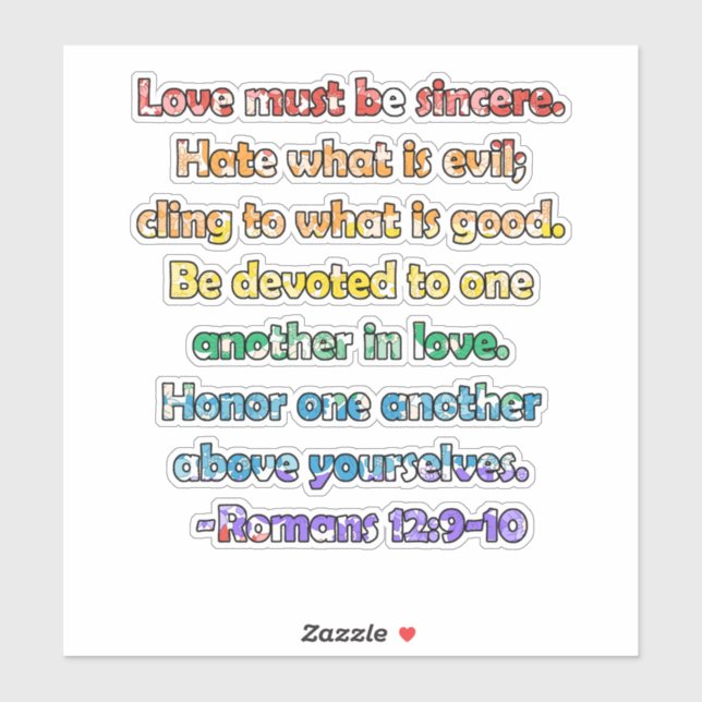 Sticker Romains 12:9-10 Verse de la Bible (Feuille)