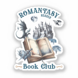 Sticker Romantasy Reader Dragon Book Club Castle