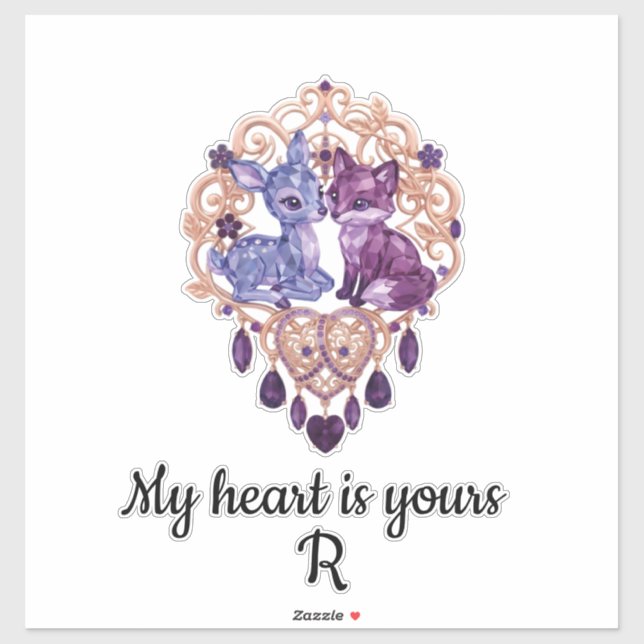 Sticker Romantic Crystal Animals Custom Couple (Feuille)
