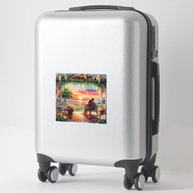 Sticker Romantic Sunset Porch View Illustration (Sur valise)