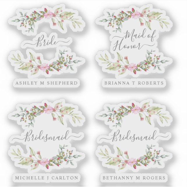 Sticker Romantic Wreath in Pink for Bride and Bridesmaids (Devant)