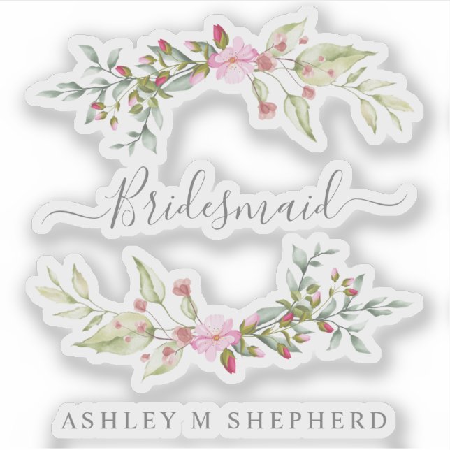 Sticker Romantic Wreath in Pink for Bridesmaids (Devant)