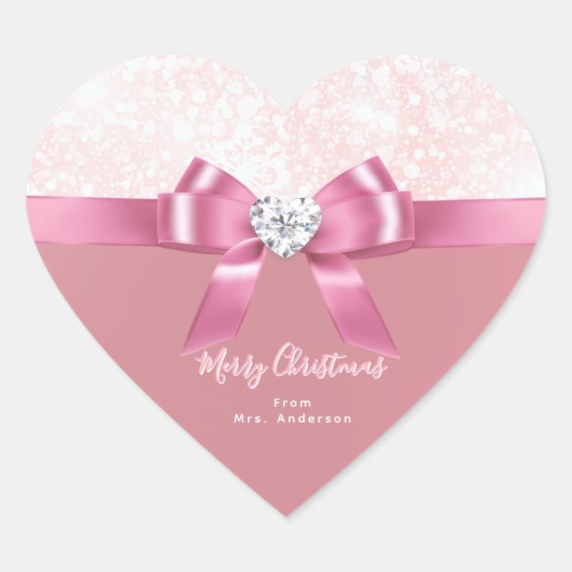 Sticker Romantique Personnalisé Coeur Snowflake Xm (Devant)