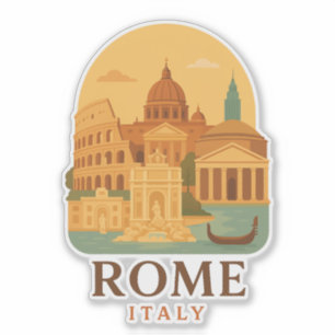 Sticker Rome Antique Italie Voyage Colosseum & Panthéon 