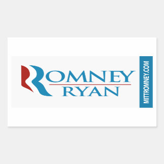 Sticker Romney Ryan Logo Rectangle blanc