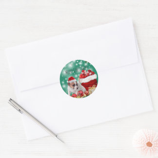 STICKER ROND かわいいジャックラッセルテリアのメリークリスマス♡