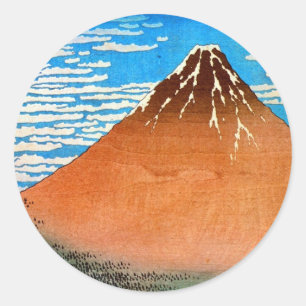 Sticker Rond 凱 風 晴 快 (赤 士 富, Mont Rouge  Fuji, Hokusai, Ukiyo-e
