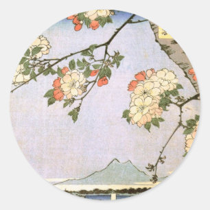 Sticker Rond 江 戸 の 桜, 広 Fleurs de cerisiers de l'Edo, Hiroshige