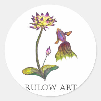 Sticker Rond 金魚と蓮 カラー Black logo ver.