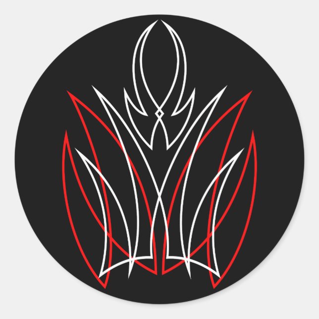 Sticker Rond 0001 Pinstripe Rouge et Blanc (Devant)