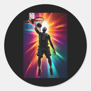 Sticker Rond 004 Silhouette D'Un Joueur De Basket