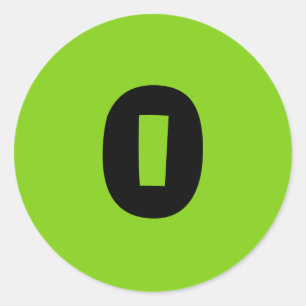 Sticker Rond 0 Petit nombre rond de chevalets vert par Janz