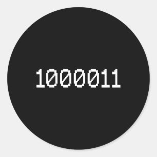 Sticker Rond 1000011 Code binaire pour 67 drôle de mème tech Co