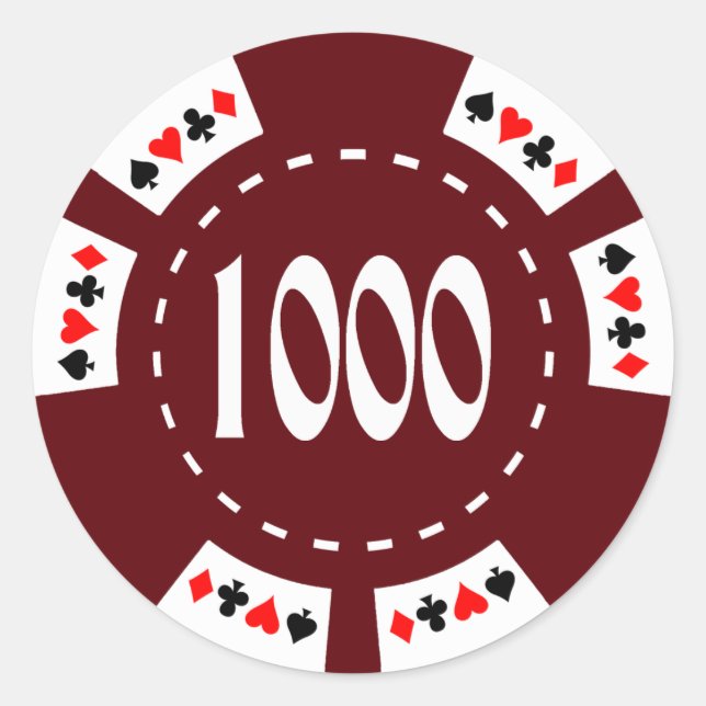 Sticker Rond $1000. Jetons de poker (Devant)