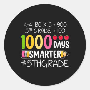 Sticker Rond 1000 jours plus intelligents cinquième professeur