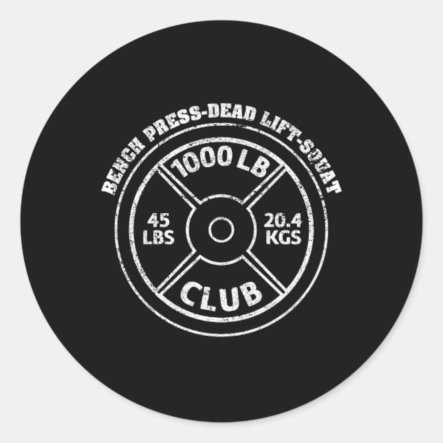 Sticker Rond 1000 Livres Club Gym Poids Leading Dead Lift (Devant)