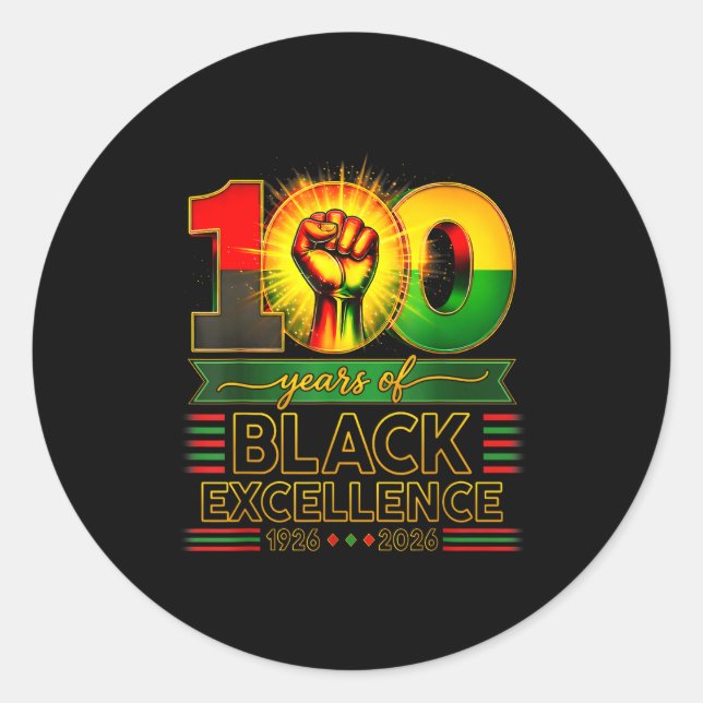 Sticker Rond 100 ans d'excellence noire centenaire noir (Devant)