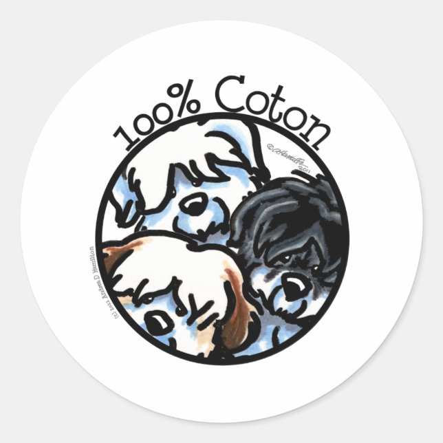 Sticker Rond 100% Coton de Tulear (Devant)