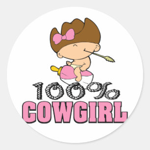 Sticker Rond 100% Cowgirl
