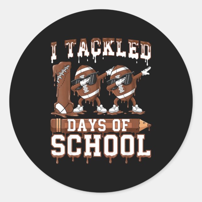 Sticker Rond 100 Days Of School Boys Kids 100th Day Of School F (Devant)