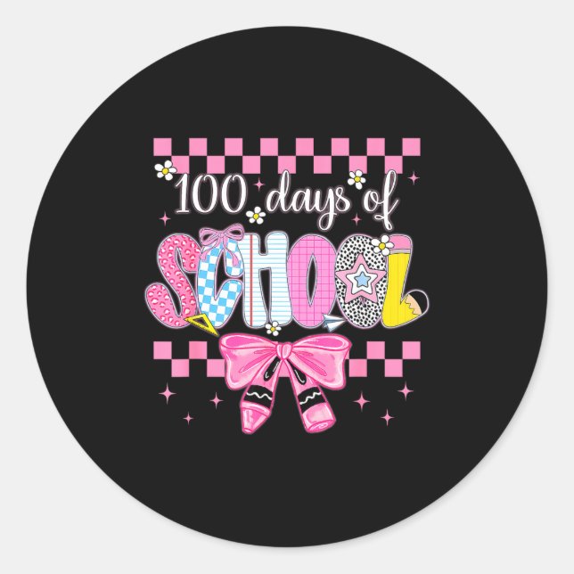Sticker Rond 100 Days Of School Fun Milestone Clroom Kids  (Devant)