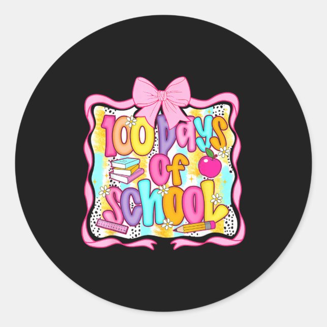 Sticker Rond 100 Days Of School Preppy 100th Day Of School Teac (Devant)