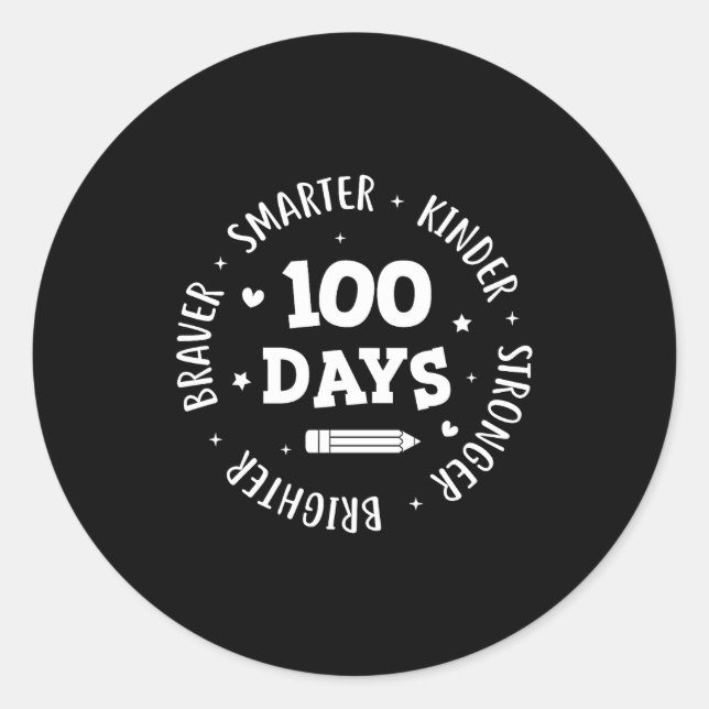 Sticker Rond 100 Days Of School Teacher 100th Day Of School Sma (Devant)
