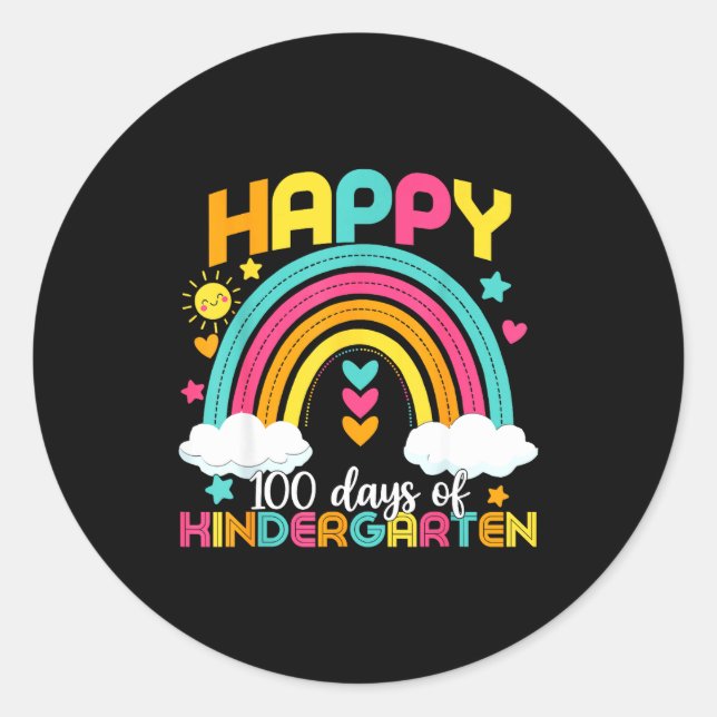 Sticker Rond 100 Days Smarter 100th Day Of Kindergarten Teacher (Devant)