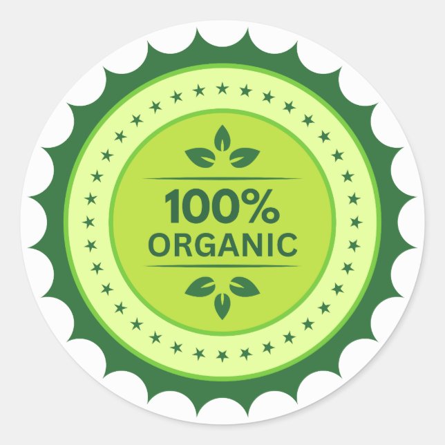 Sticker Rond 100 % Ensemble biologique d'autocollants (Devant)