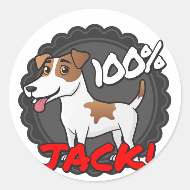 Sticker Rond 100% Jack Russell (Devant)