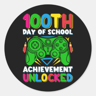 Sticker Rond 100 Jour De L'École Jeu Déverrouillé 100E Jours De
