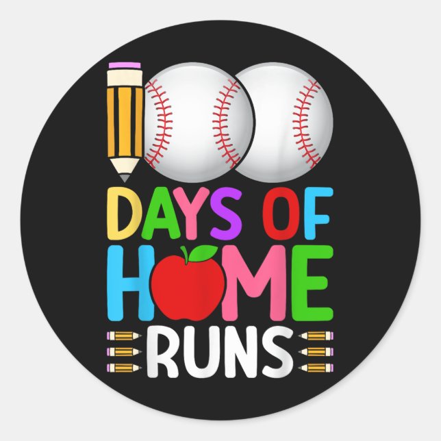 Sticker Rond 100 Jours À Domicile Le Baseball 100E Jour De (Devant)