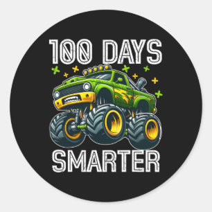 Sticker Rond 100 Jours Camion Monster Smarter 100 Jours D'École