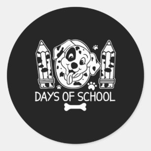 Sticker Rond 100 Jours Chien Dalmatien Plus Intelligent 100 Jou