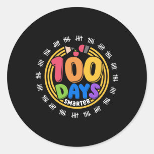 Sticker Rond 100 Jours Crayon Smarter 100ème Jour De Filles D'É