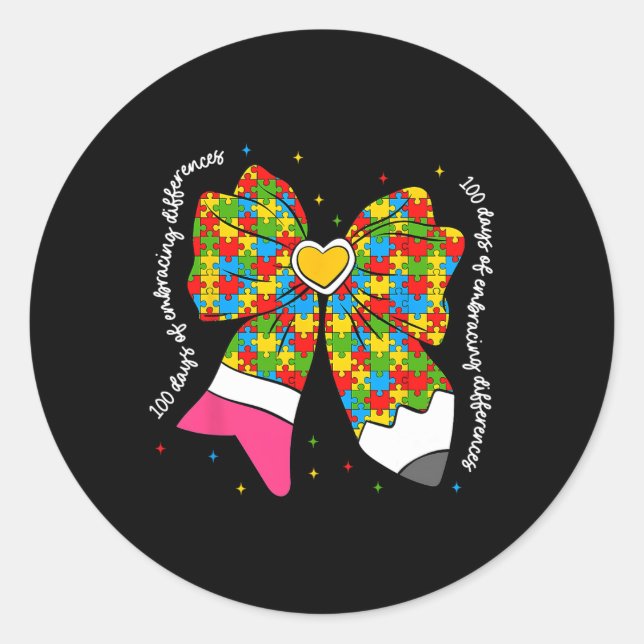 Sticker Rond 100 Jours D'Acceptation Des Différences Coquette B (Devant)